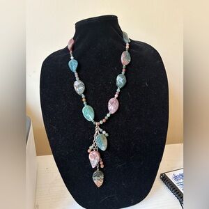 Elegant Multicolor Leaf Stone Necklace